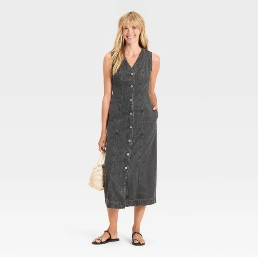 Universal Thread Denim Button-down Ankle Dress Wa… - image 3